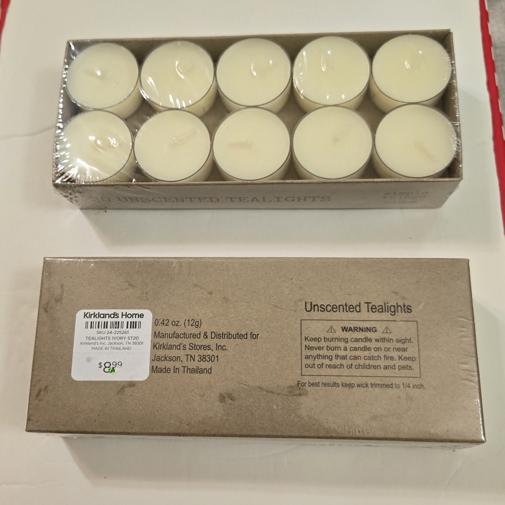 Kirklands Home Unscented Tea Light Candles 2 Boxes Of 20 - Picture 4 of 6